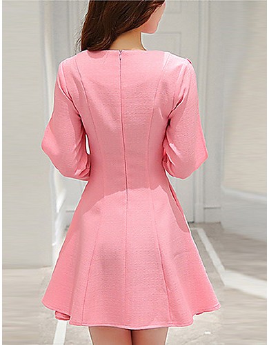 Women's Simple Solid Chiffon Dress , Round Neck Mini Polyester