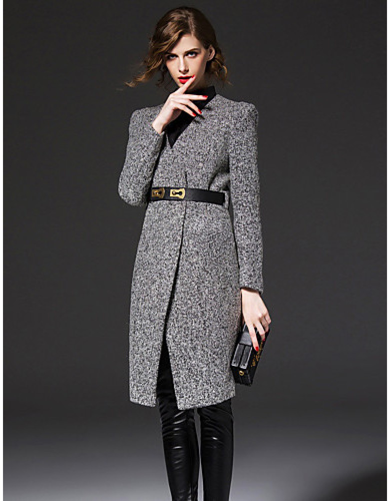  Women's Work Sophisticated Sweetheart Long Sleeve Winter Gray Wool / Polyester Medium