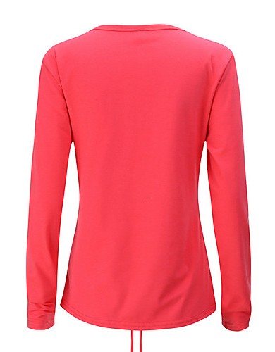 Women's Going out Sexy / Street chic Fall / Winter T-shirt,Solid V Neck Long Sleeve Red / White Gray Rayon Thin
