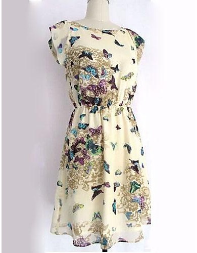 Women's Butterfly Print Chiffon Mini Dress
