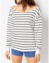 Women's Casual/Daily Vintage All Seasons T-shirtStriped Off Shoulder Long Sleeve White Polyester Medium