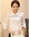Women's Casual/Daily Simple Spring Shirt,Solid Shirt Collar Long Sleeve White Cotton Medium