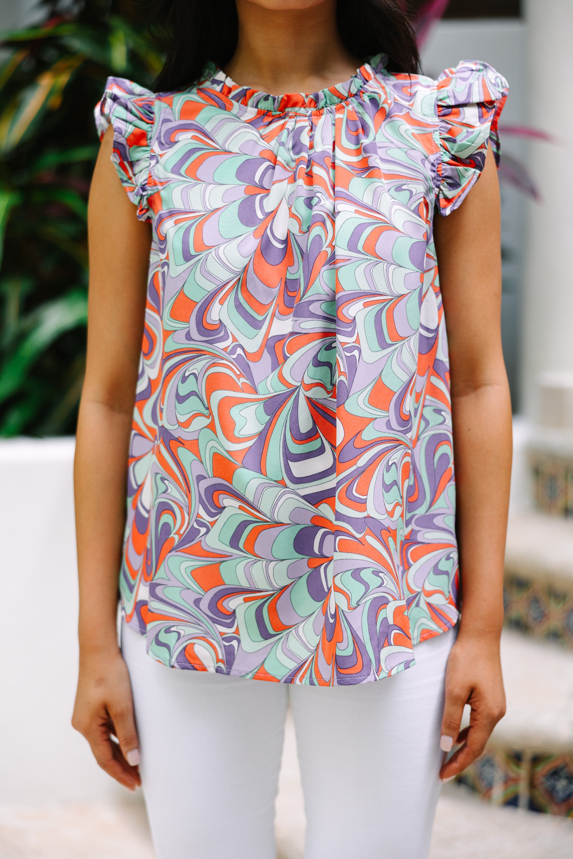 Feeling Groovy Lilac Purple Abstract Blouse